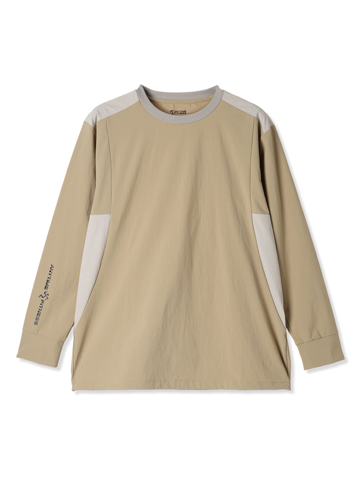 パネル切替 L/S Tシャツ (ライトベージュ)