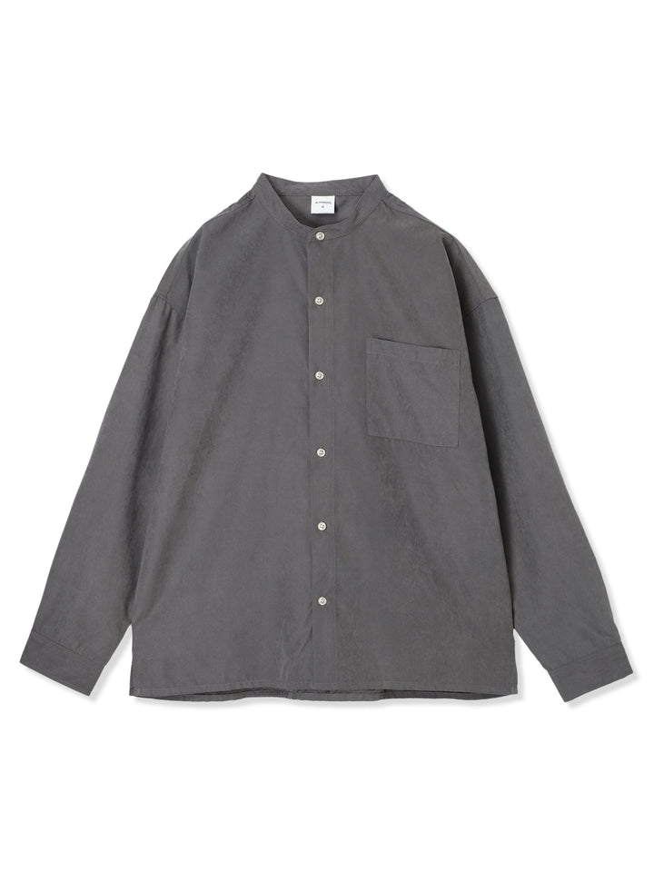 ピーチスキンバンドカラーシャツ (チャコール)