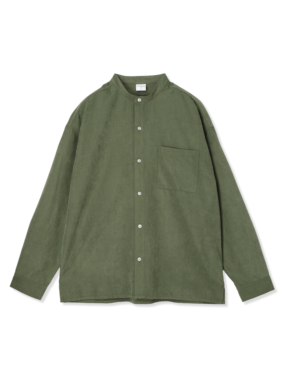 ピーチスキンバンドカラーシャツ (オリーブ)