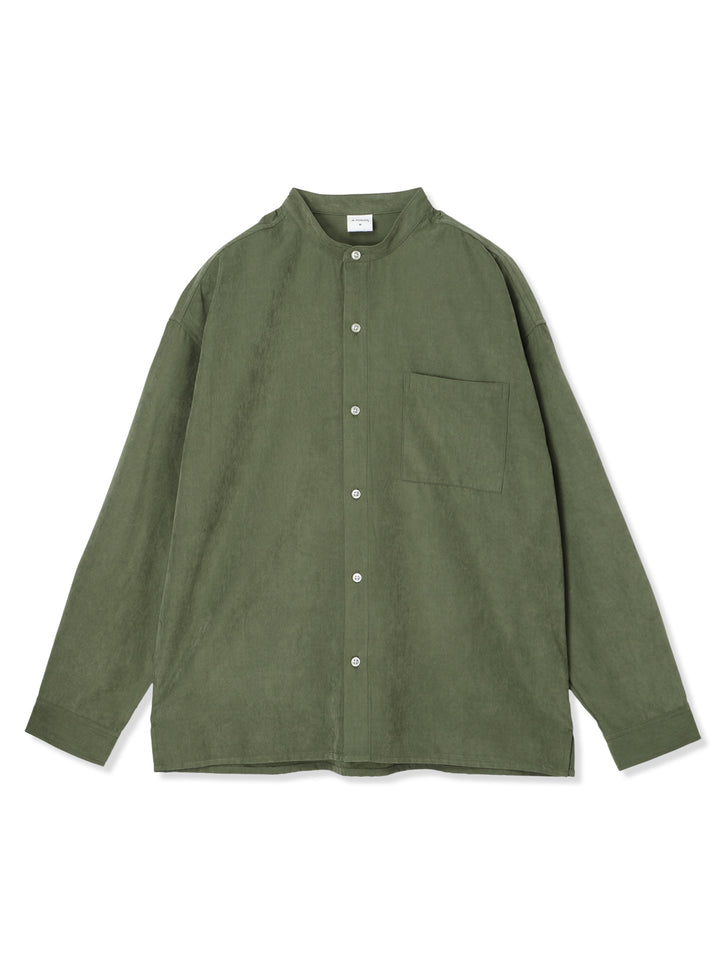 ピーチスキンバンドカラーシャツ (オリーブ)