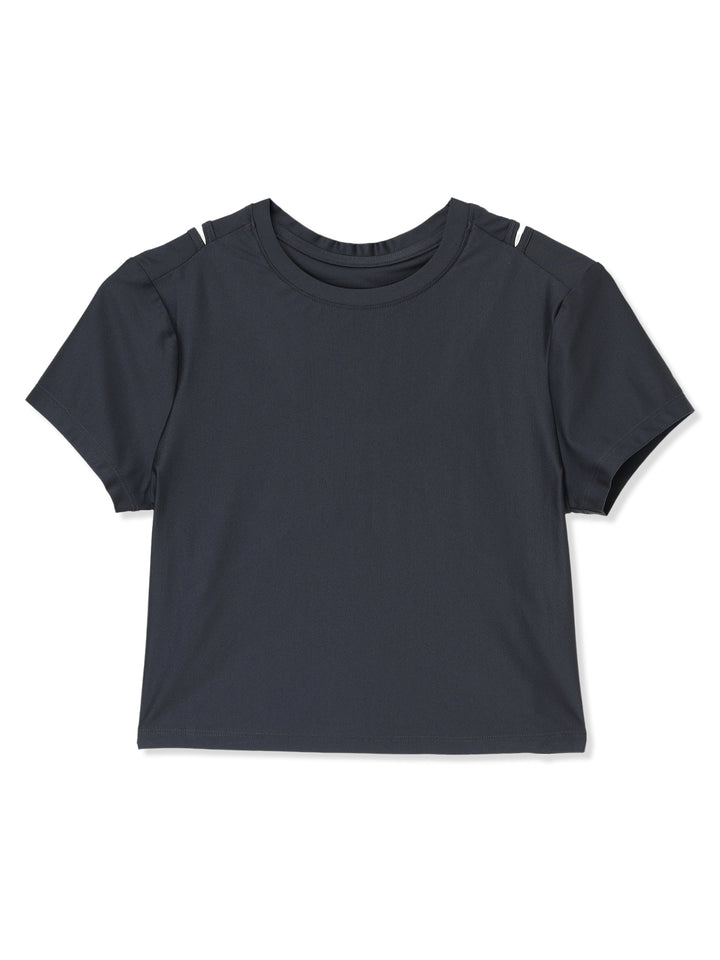 UA ヒートギア クロップ ショートスリーブ Tシャツ【レディース】 (アンスラサイト系)