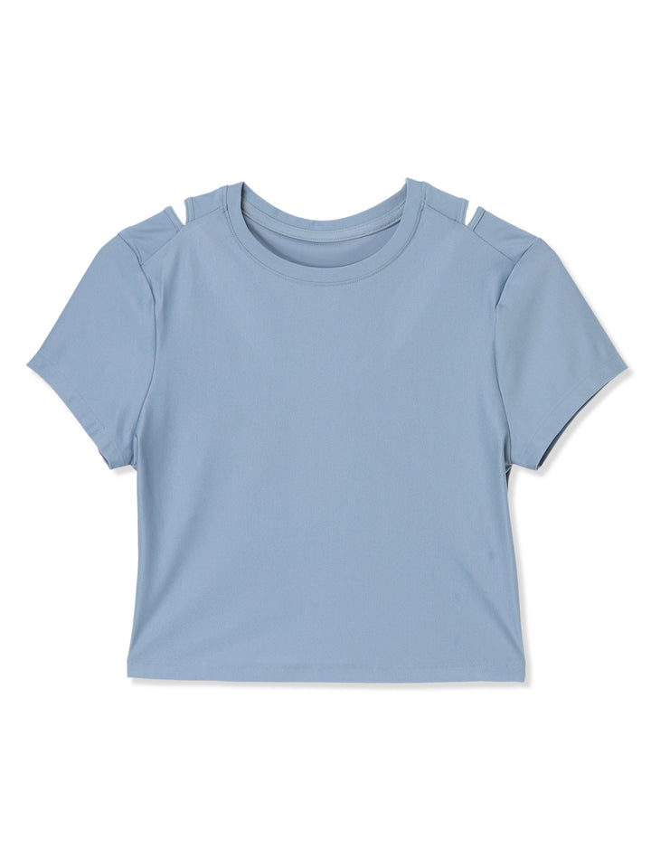 UA ヒートギア クロップ ショートスリーブ Tシャツ【レディース】 (ブルーウィンド)