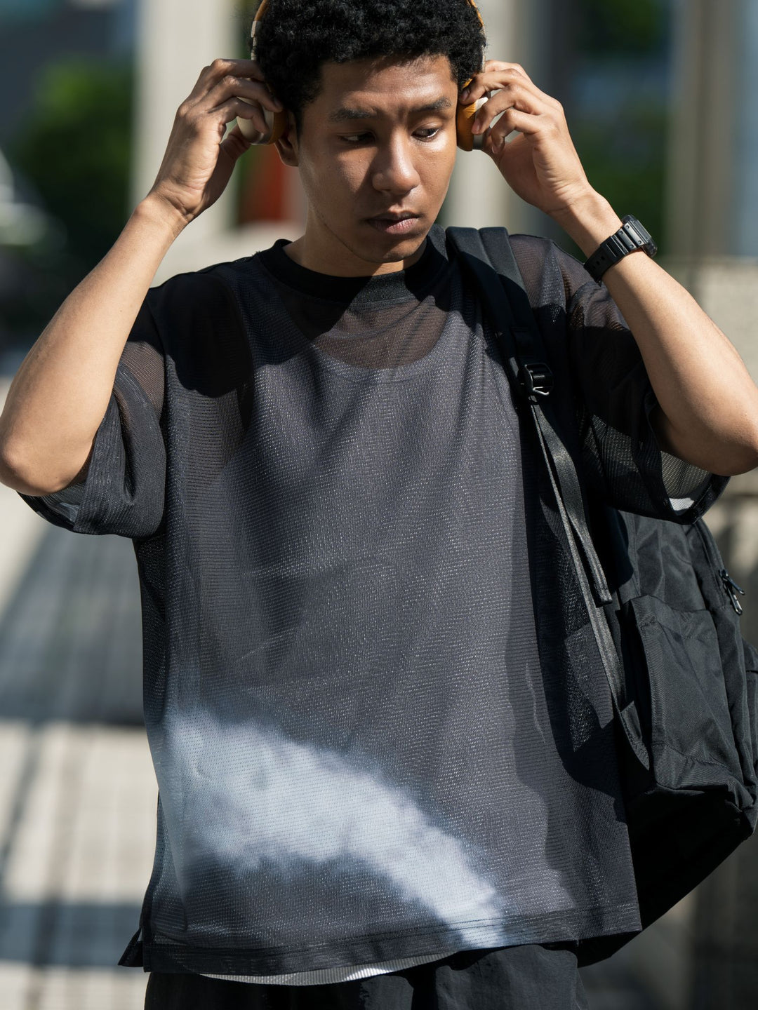 sportswear別注ドリッピングプリントメッシュTシャツ
